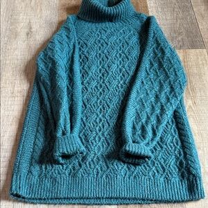 Fat Face Teal Textured Turtleneck Sweater